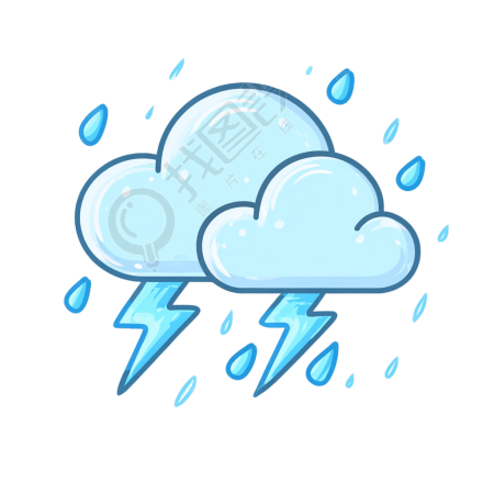 降雨卡通闪电插画