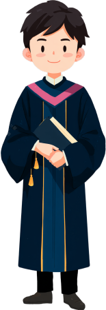 卡通男生毕业礼服插画