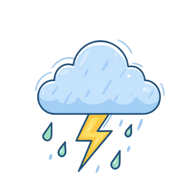 降雨卡通闪电插图