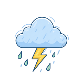 卡通闪电雨云图标