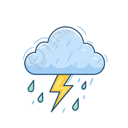 降雨卡通闪电插图