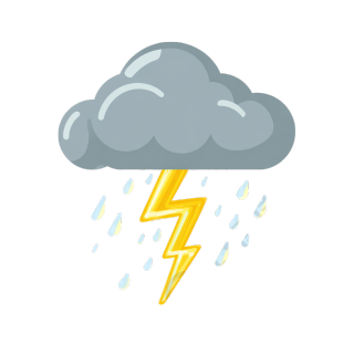灰色云彩黄色闪电雨滴