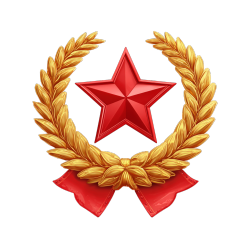 红星桂冠花圈丝带白底矢量图