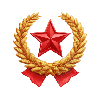 红星桂冠花圈丝带白底矢量图