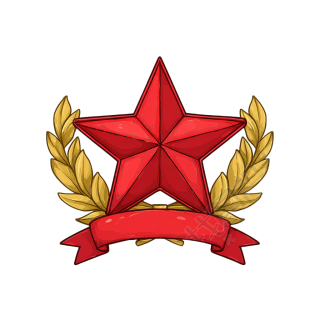 红星月桂花环丝带白色背景矢量插图