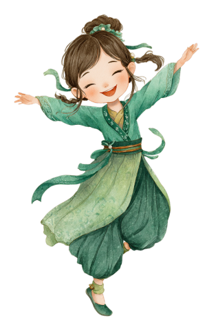 绿裙萌娃舞蹈插图