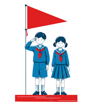 学生升旗仪式插画