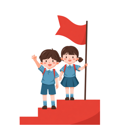 学生升旗仪式插画设计