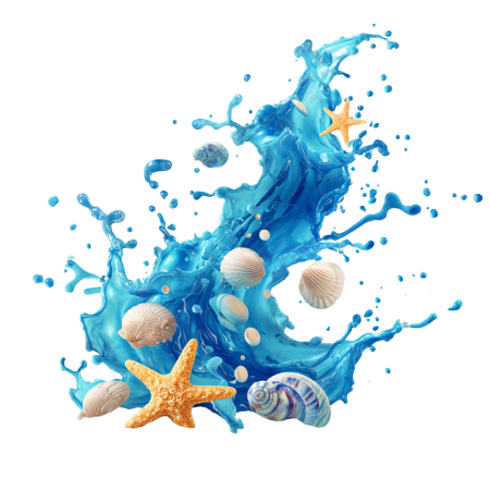 蓝色水花海洋生物元素
