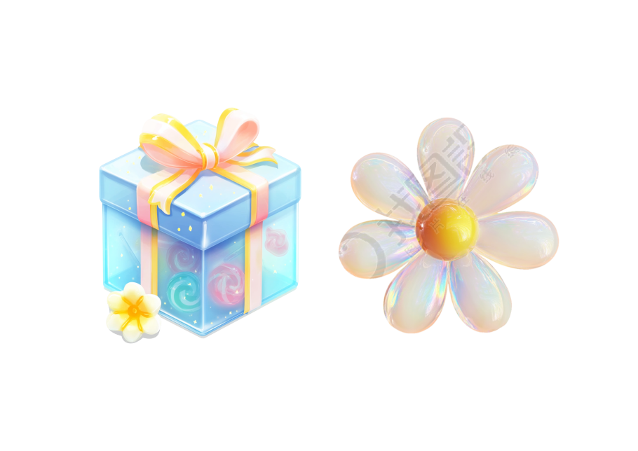 3D礼盒鲜花元素