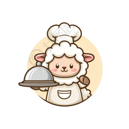厨师绵羊logo插画