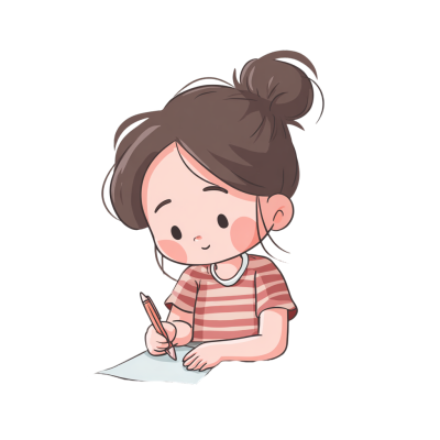 女孩考试卡通插画