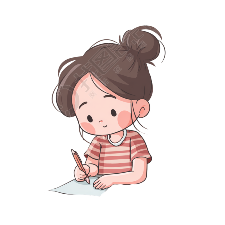 女孩考试卡通插画