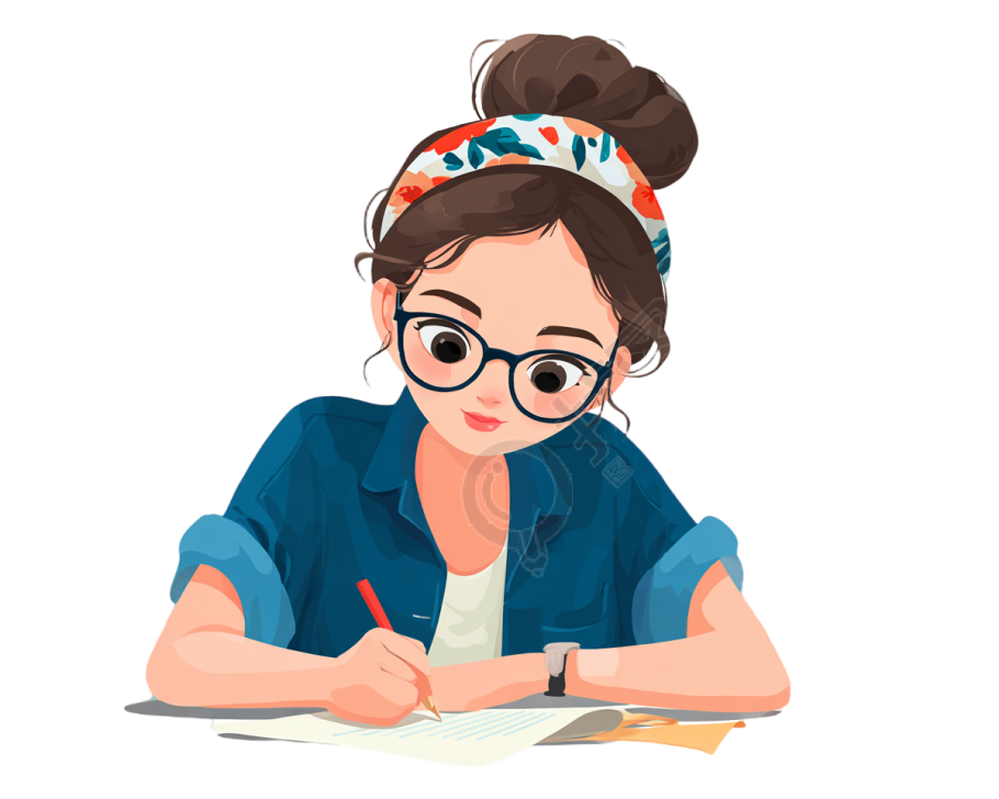 女孩考试PNG插图