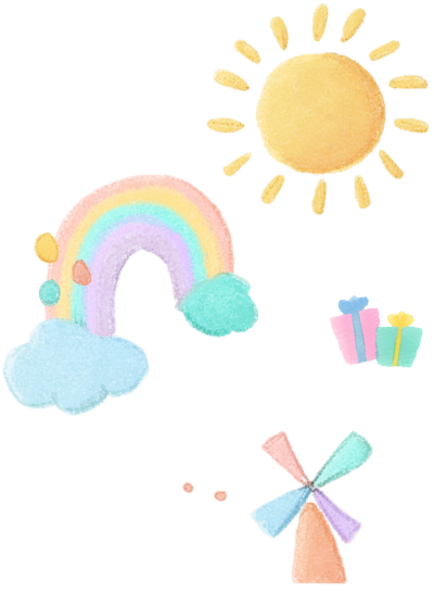 彩虹风车幼儿园卡通插画
