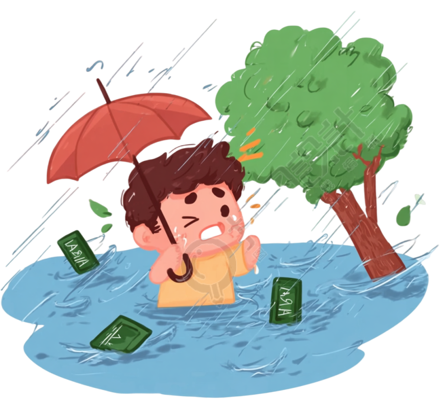 暴雨中的小男孩插图
