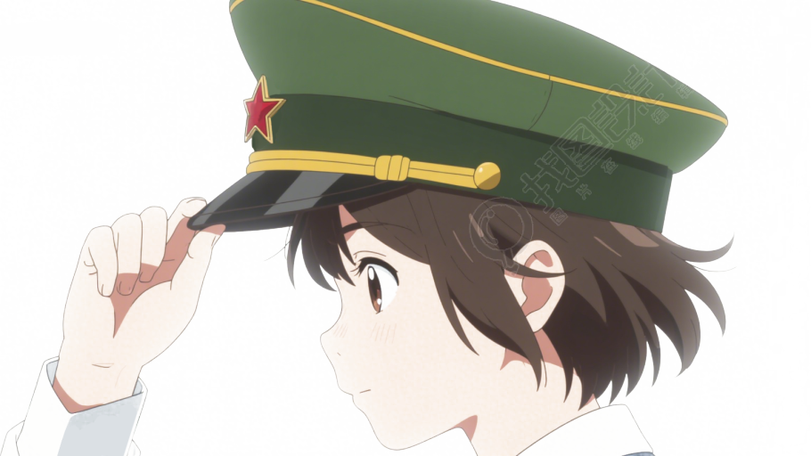 军训卡通女孩矢量素材