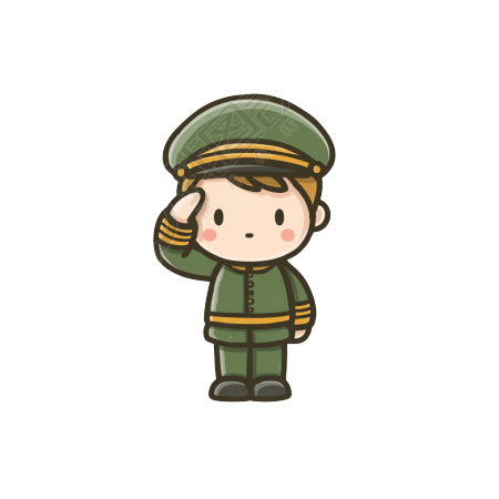 军训卡通男孩插画