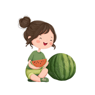 处暑小女孩吃西瓜插图