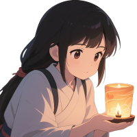 少女蜡烛灯插画