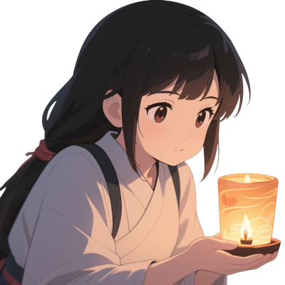 少女放河灯元素