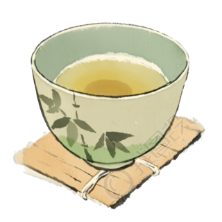 和风墨水茶道插画