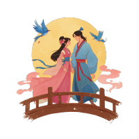 七夕牛郎织女插画