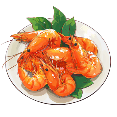 幼儿园食谱炸虾插画