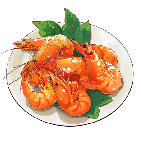 幼儿园食谱炸虾插画