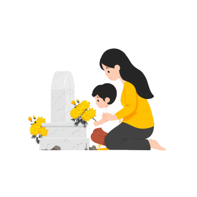 母子祭祖商用插图