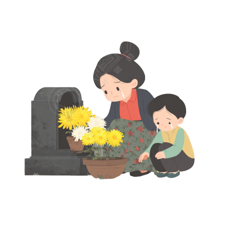 母子祭祖商用素材