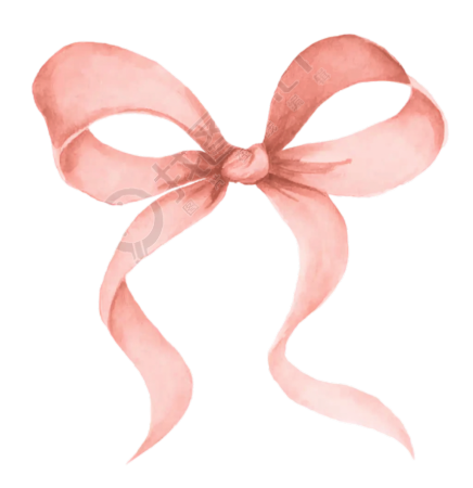 粉色蝴蝶结水彩插画