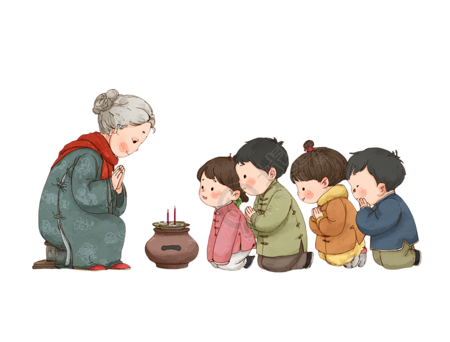 祭祖人物场景插图