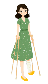 残疾人拐杖女孩元素