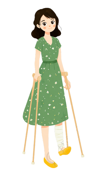 残疾人拐杖女孩元素