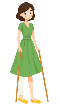 残疾人拐杖女孩素材