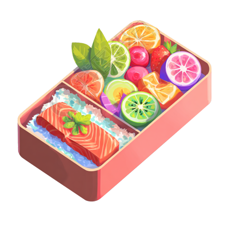 卡通午餐丰盛便当插画