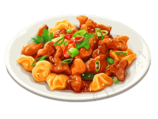 炒鸡炒饺子插画设计