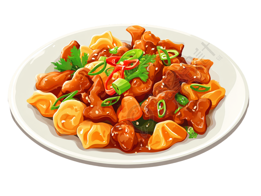 卡通午餐炸鸡块素材