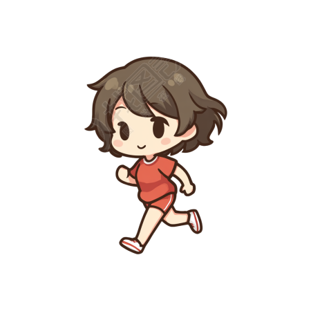 红衣女孩跑步PNG素材