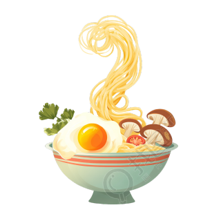 清新高清拉面插画