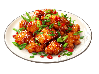 炒鸡肉煎饺插画设计