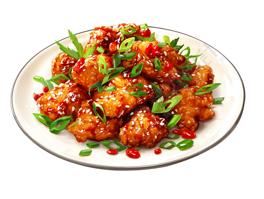 卡通午餐炸鸡块元素