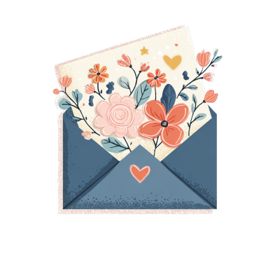 教师节鲜花信封插画