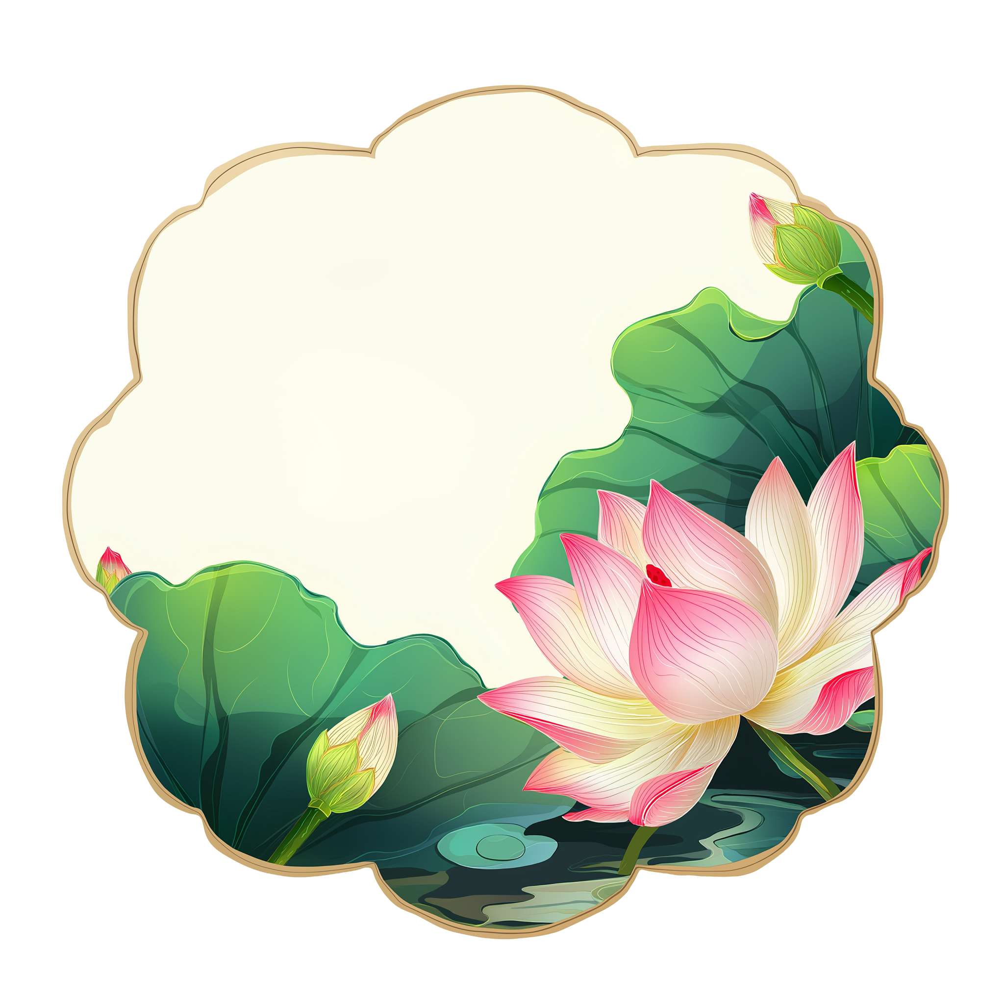 粉色荷花简约线条插图
