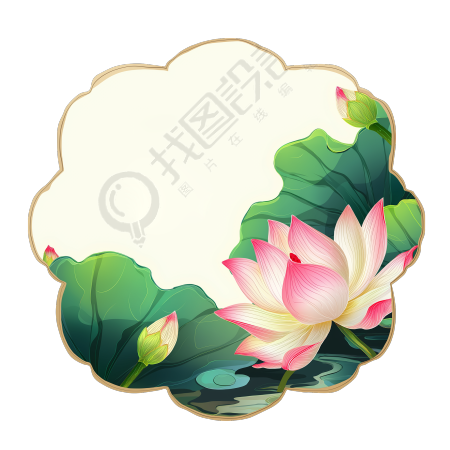 粉色荷花简约线条插图