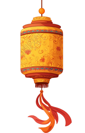 中元节黄色灯笼插画