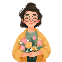 教师节赠送鲜花插画