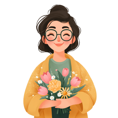 教师节赠送鲜花插画