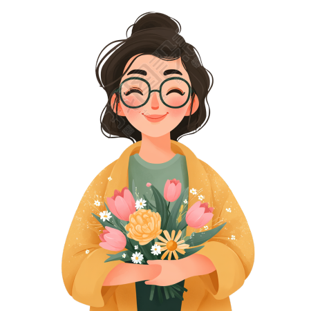 教师节赠送鲜花插画